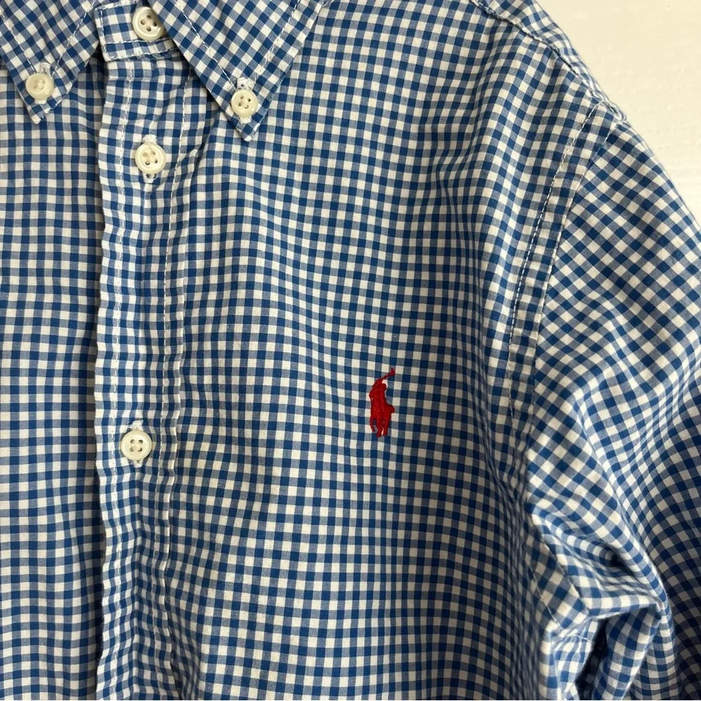 Ralph Lauren Blue and White Checkered Button Down Shirt